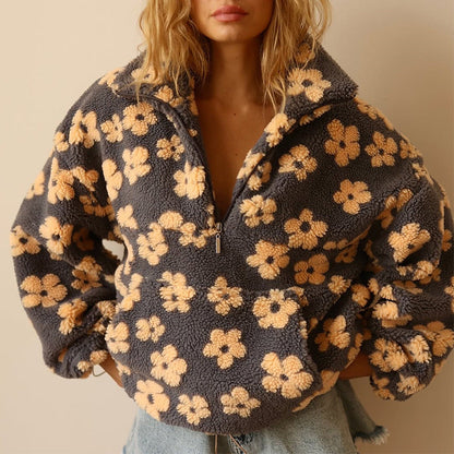 ELODIE | Pullover mit Blumenmuster aus weichem Fleece