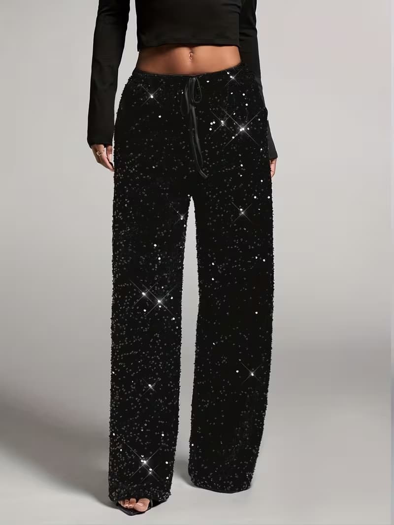 elegant high waisted sequin pants for women sophisticated feminine fashion perfect for parties events and stylish evening outfits