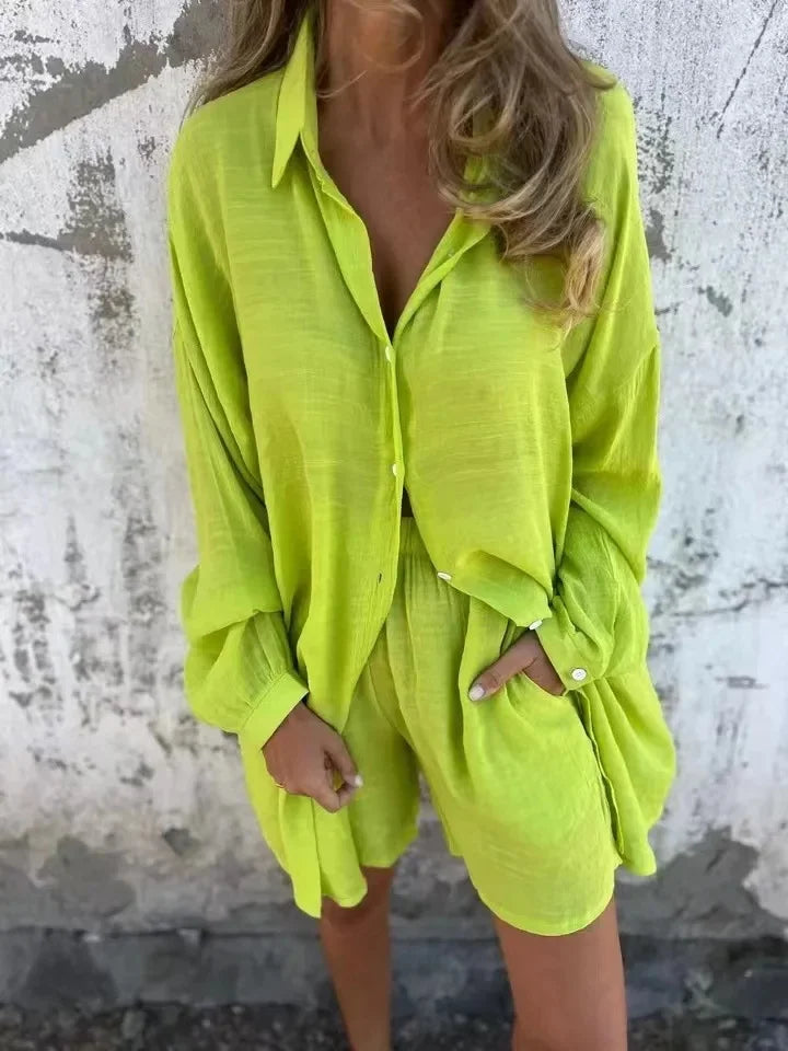 CONJUNTO CAMISA MANGA LARGA PANTALÓN CORTO