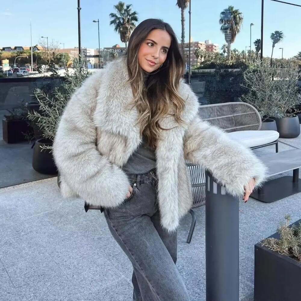ENIGMA | Faux fur coat with large lapel