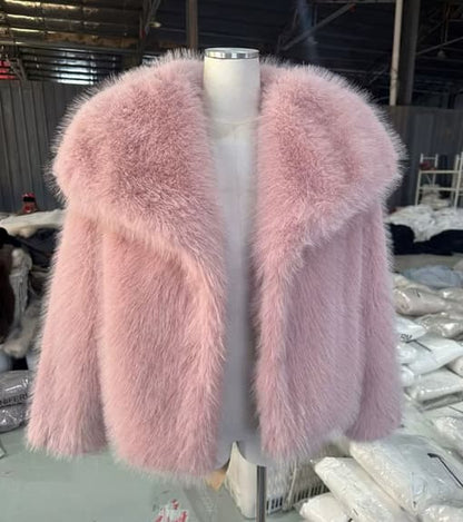 ENIGMA | Faux fur coat with large lapel