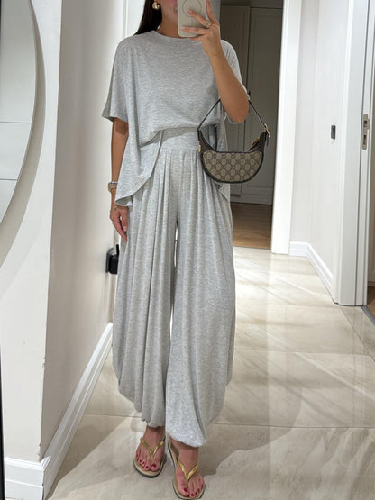 CASUAL TOP AND WIDE PANTS SET
