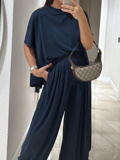 CASUAL TOP AND WIDE PANTS SET