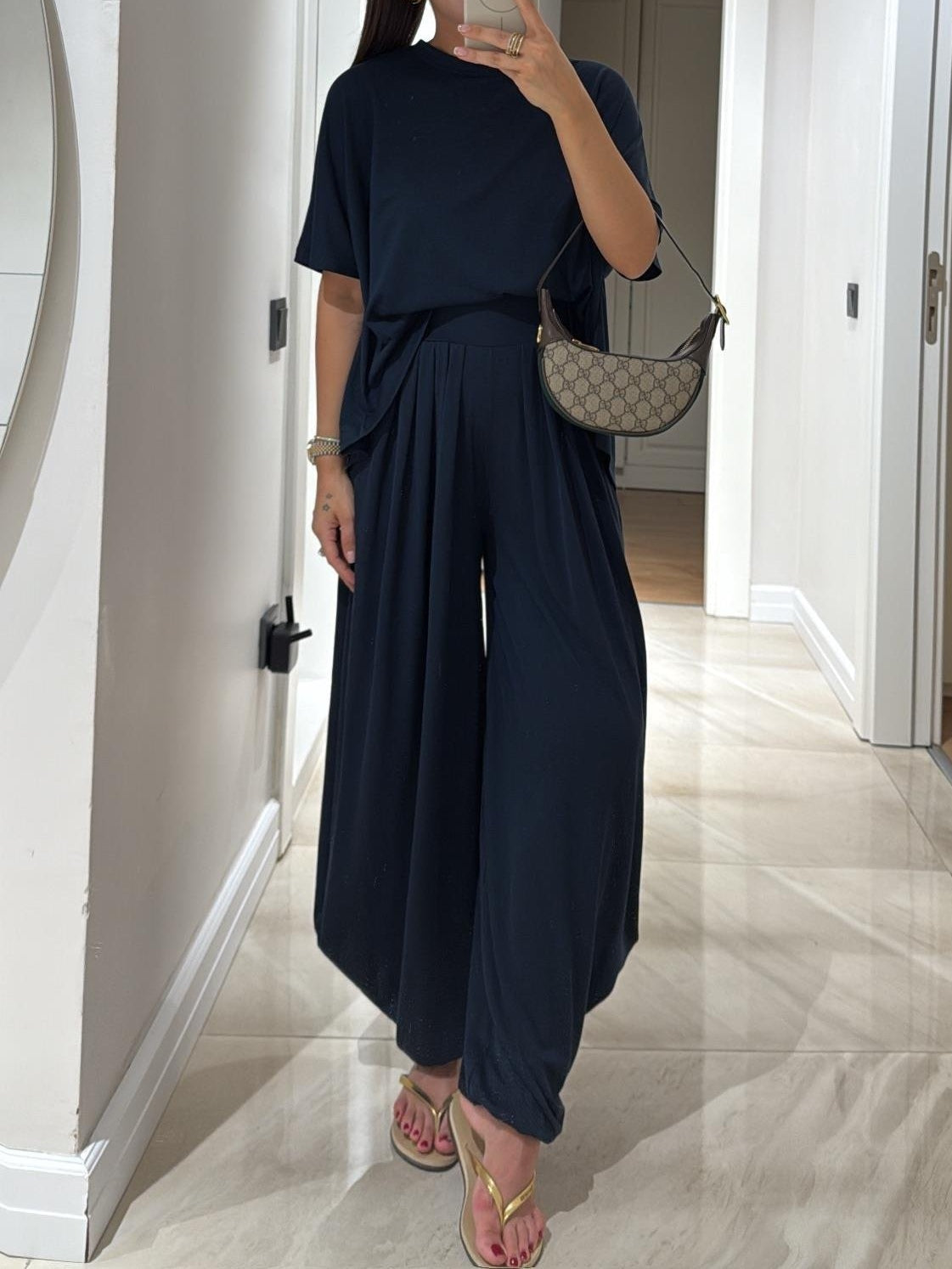 CASUAL TOP AND WIDE PANTS SET