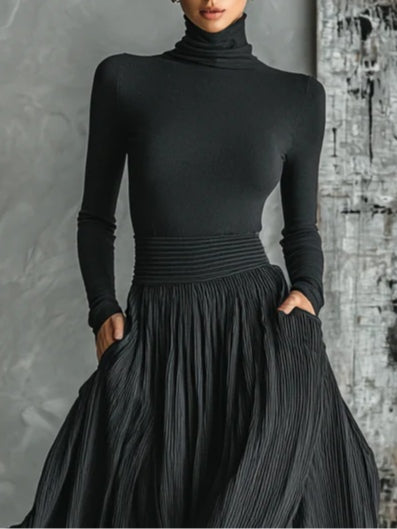 HIGH NECK PLEATED SKIRT SET