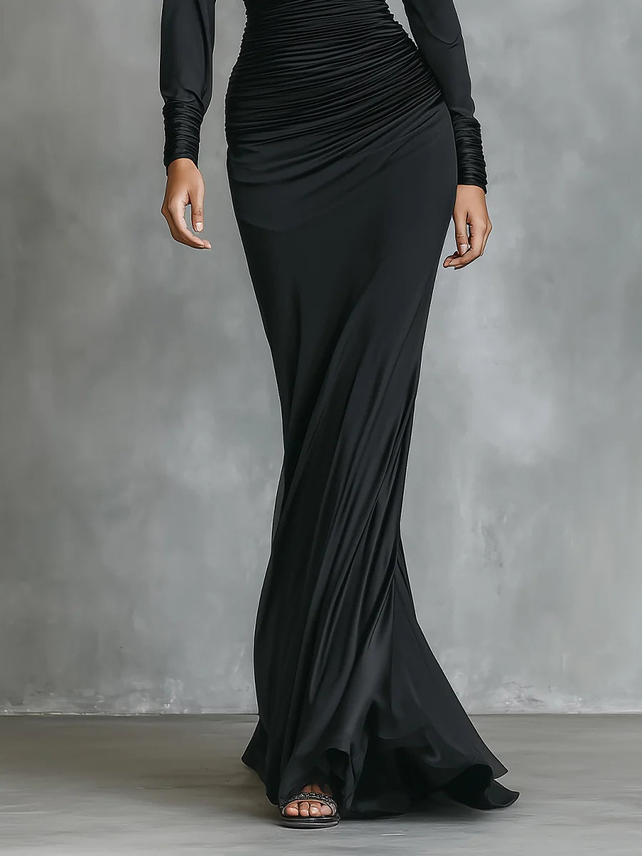 ONE-SHOULDER SATIN MAXI DRESS MERMAID