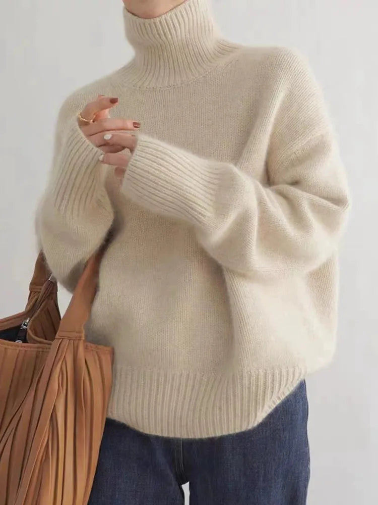elegant beige cashmere high neck sweater for women refined feminine fashion perfect for stylish outfits office looks and special occasions