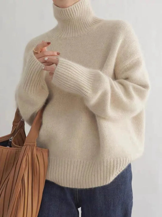 elegant beige cashmere high neck sweater for women refined feminine fashion perfect for stylish outfits office looks and special occasions