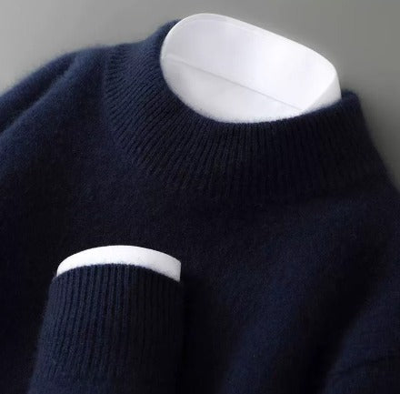 elegant blue cashmere high neck sweater for women sophisticated feminine fashion perfect for office outfits and stylish occasions