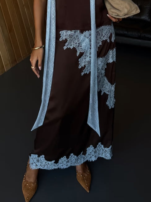elegant lace skirt for women in brown and blue refined feminine fashion perfect for stylish outfits events and special occasions