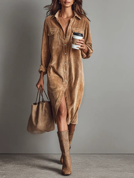 buttoned-suede-midi-dress