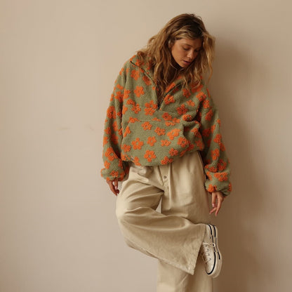 ELODIE | Pullover mit Blumenmuster aus weichem Fleece
