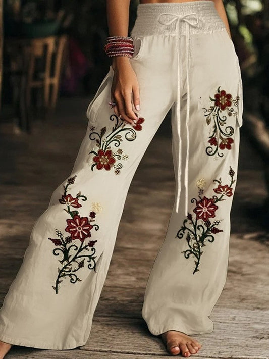 elegant floral high waisted straight leg pants for women refined feminine fashion perfect for stylish outfits office looks and special occasions