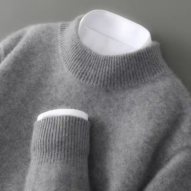 elegant gray cashmere high neck sweater for women sophisticated feminine fashion perfect for office outfits and stylish occasions