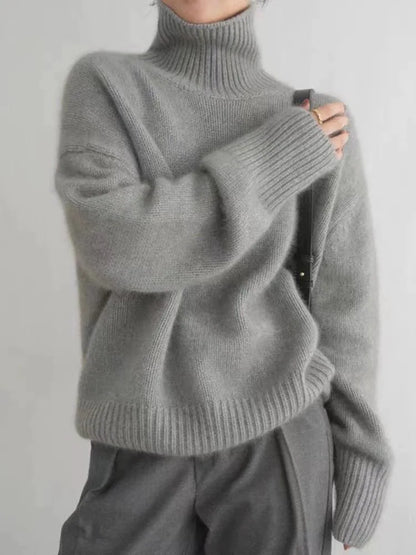 elegant gray cashmere high neck sweater for women refined feminine fashion perfect for stylish outfits office looks and special occasions