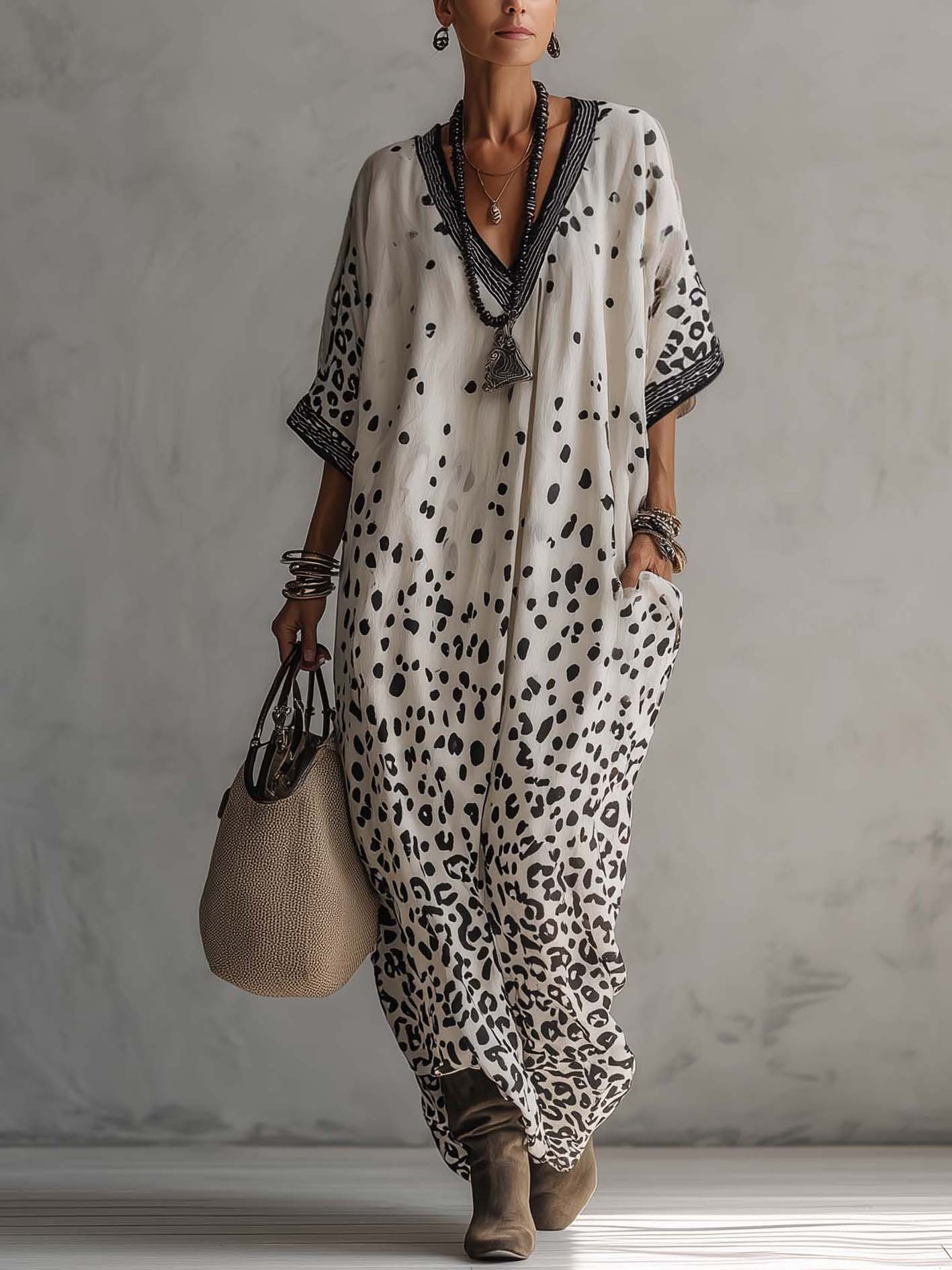 elegant gray ombre leopard chiffon maxi dress for women with flowing silhouette lightweight resort wear style ideal for vacations summer getaways and sophisticated daytime occasions