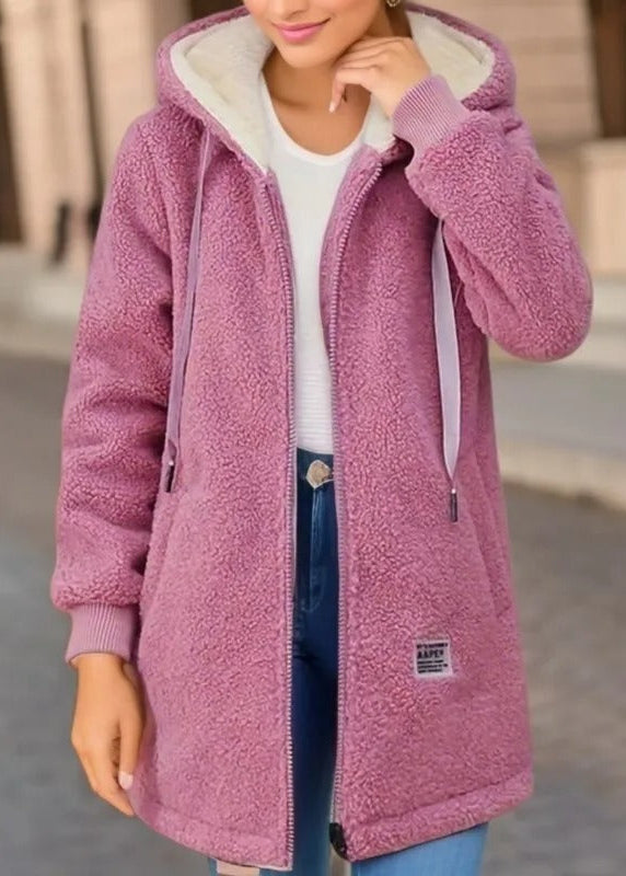 LAILA | Abrigo largo teddy con capucha y forro polar