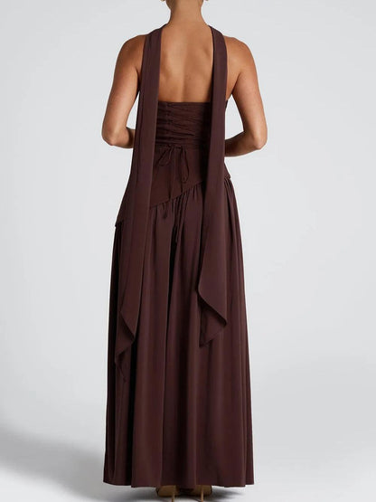 STRAPLESS MAXI DRESS WITH TIE SLIT