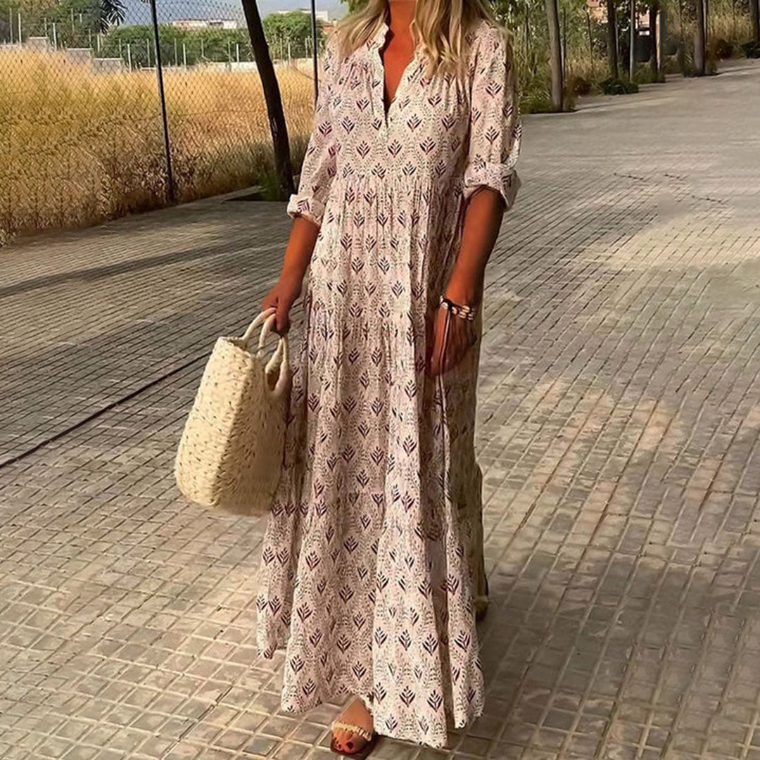 elegant pink v neck maxi dress for women comfortable sophisticated feminine fashion perfect for events dinners and special occasions