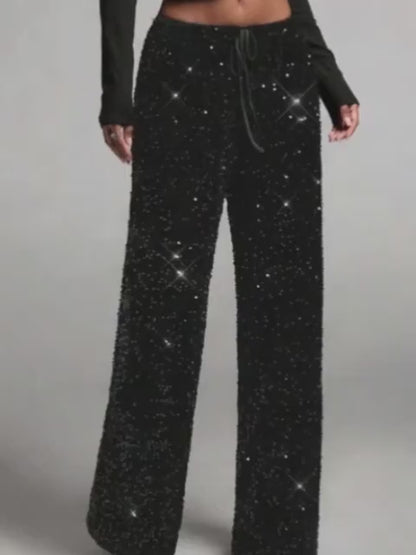 PANTALÓN PALAZZO LENTEJUELAS CINTURA ALTA