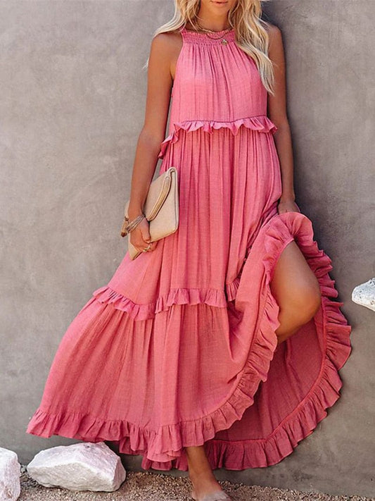 VESTIDO MAXI HOLGADO CON VOLANTES