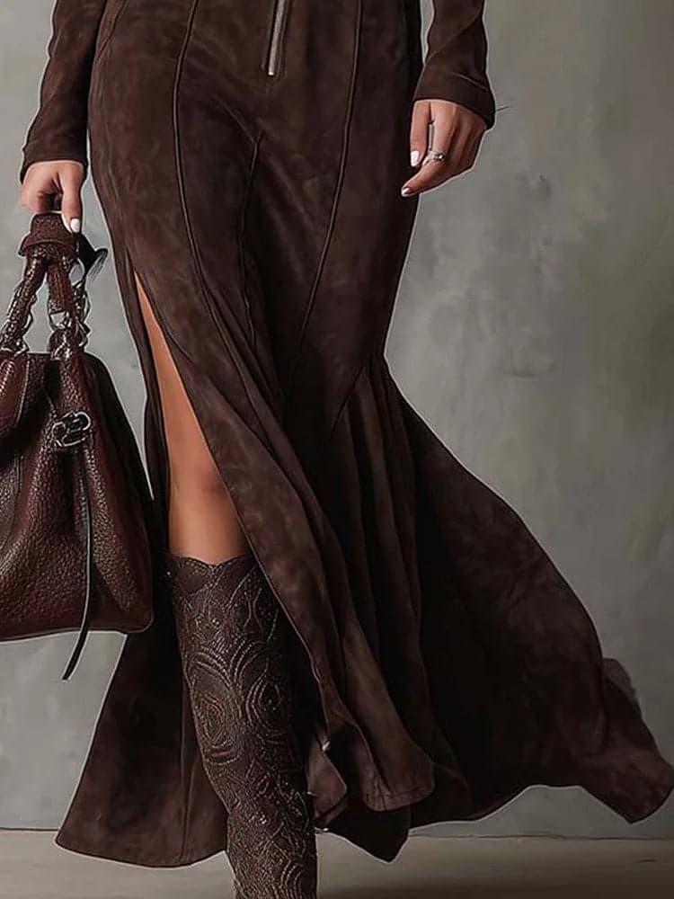 suede-maxi-dress-with-zipper