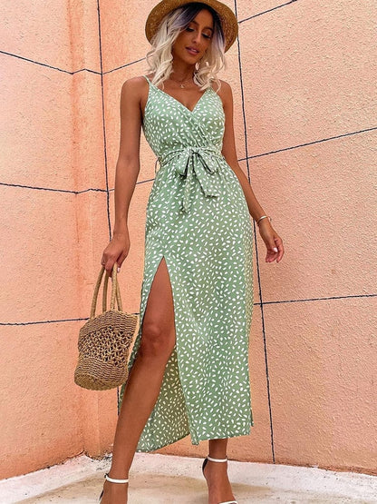 CROSSOVER NECKLINE MAXI DRESS