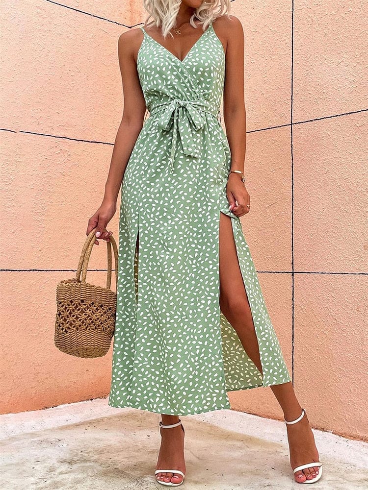 CROSSOVER NECKLINE MAXI DRESS