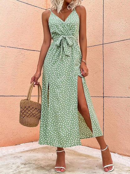 CROSSOVER NECKLINE MAXI DRESS
