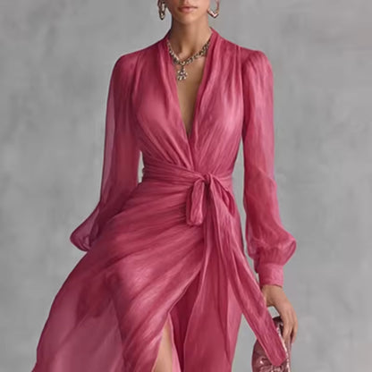 close up of v neck bodice and waist belt detail showcasing elegant tailoring refined feminine style perfect for celebrations formal events and occasion wear