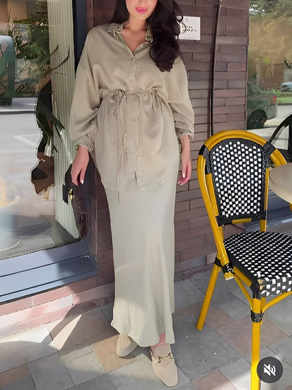 CONJUNTO CAMISA Y FALDA CON CORDÓN