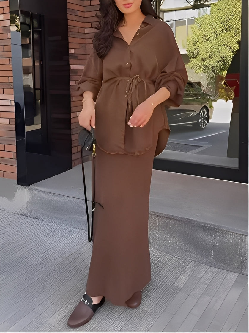 CONJUNTO CAMISA Y FALDA CON CORDÓN